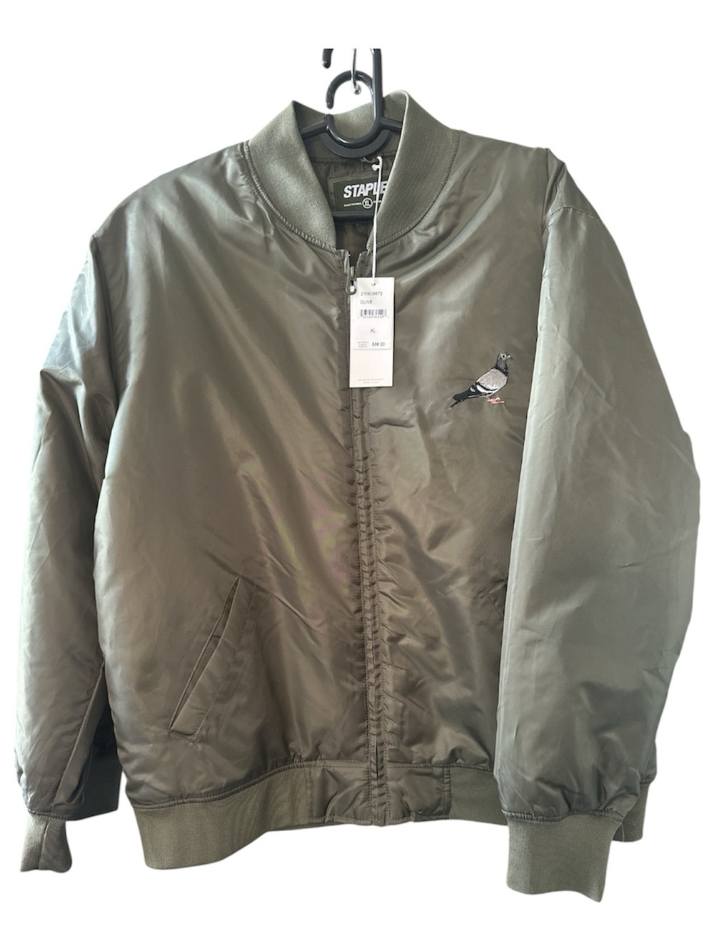 Staple Olive Green Pigeon Embroidered Bomber Jacket